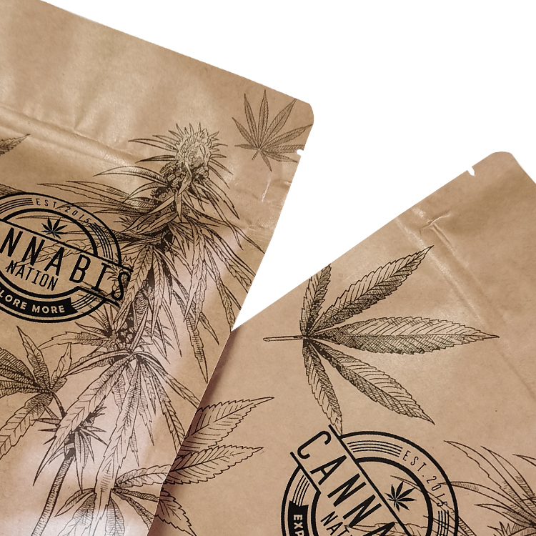 Custom Printed Kraft Paper Stand-Up Pouch (130 Micron) with Child-Resistant Zipper for Cannabis Flower & Pre-Rolls Gallery 6