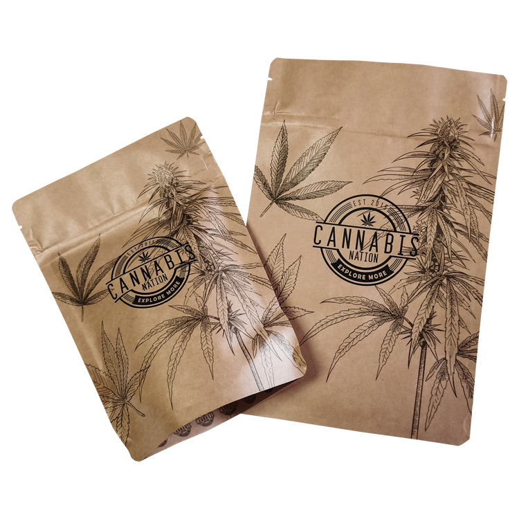 Custom Printed Kraft Paper Stand-Up Pouch (130 Micron) with Child-Resistant Zipper for Cannabis Flower & Pre-Rolls Gallery 5