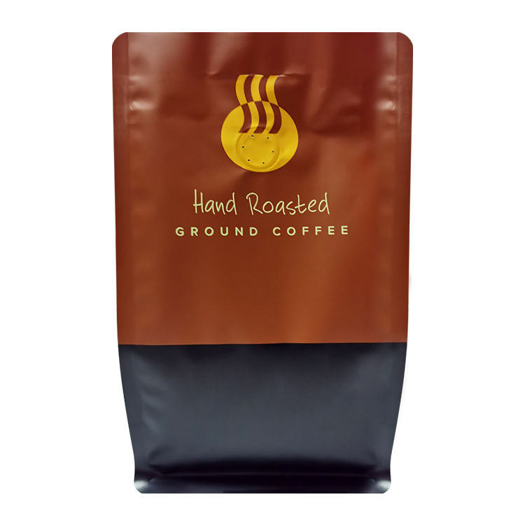 Custom Printed Matte Flat Bottom Coffee Pouch (13x22cm) with Valve & Pocket Zipper for 12oz Ground Coffee Gallery 2